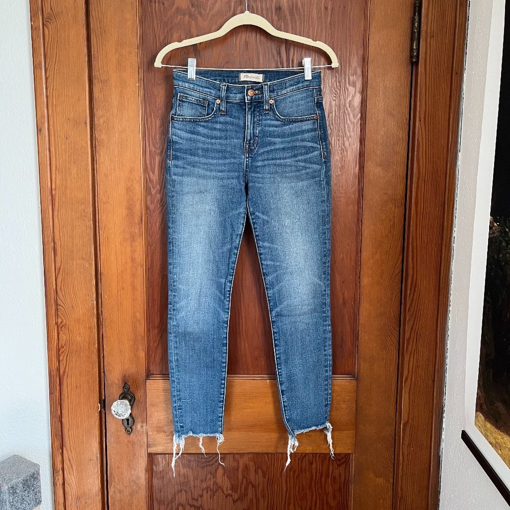 Madewell 9" High Rise Skinny Crop Jeans, Destructed Hem Edition, 26 R